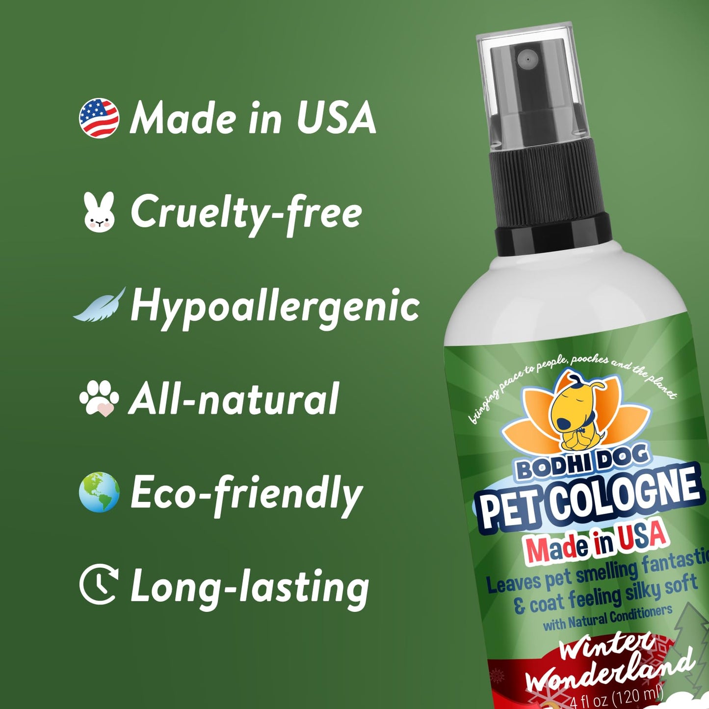 Bodhi Dog Premium Dog Cologne - Deodorizing Dog Perfume & Conditioner for Dogs & Cats - Natural Long Lasting Spray - Keeps Pets Fresh All Day - Gentle & Safe Formula, Made in USA (Baby Powder 4 Fl Oz)