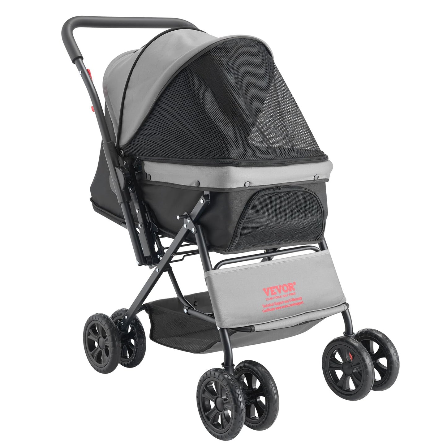 VEVOR Pet Stroller, 35 lbs Weight Capacity, Foldable Dog Stroller Cart, 4 Wheels Cats Strollers with with Detachable Carrier & Mesh Windows, Portable Design with Brake for Small to Medium Pets