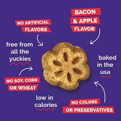 Fruitables Skinny Mini Dog Treats, Healthy Sweet Potato Treat for Dogs, Low Calorie & Delicious, Puppy Training, No Wheat, Corn or Soy, Made in the USA, Bacon and Apple Flavor, 12oz