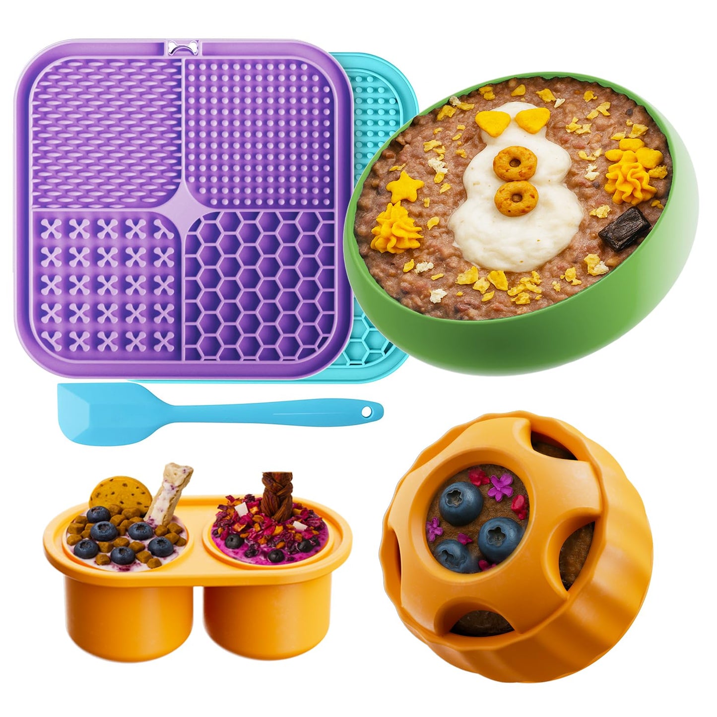 LUKITO Lick Mat for Dogs & Cats 2 Pack with Suction Cups, Dog Lick Mat for Anxiety Relief, Dog Toys to Keep Them Busy, Peanut Butter Licking Pad for Boredom Reducer, Perfect for Bathing Grooming