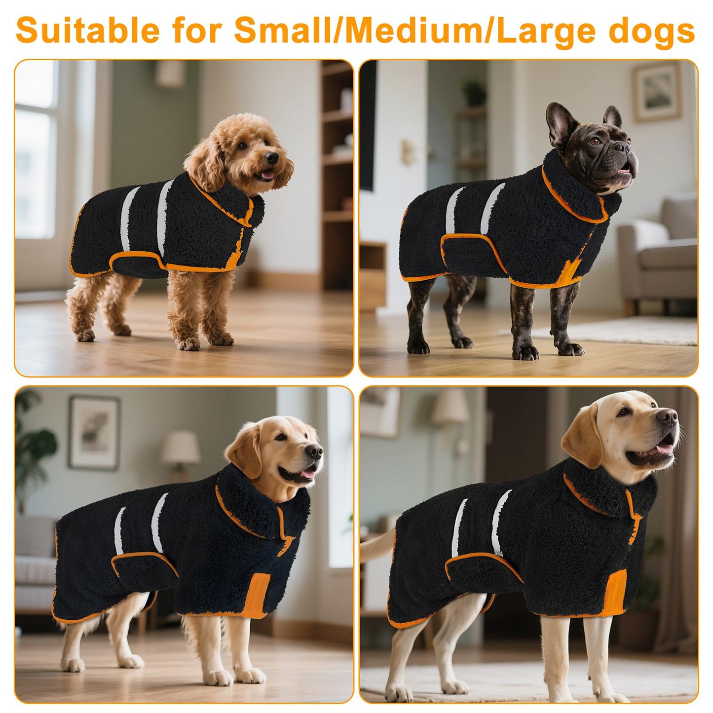 Bienbee Dog Bathrobe, Quick Drying Super Absorbent Dog Robes for After Bath, Warm Keeping Dogs Towel, Dogs Bath Supplies, Dark Blue XL