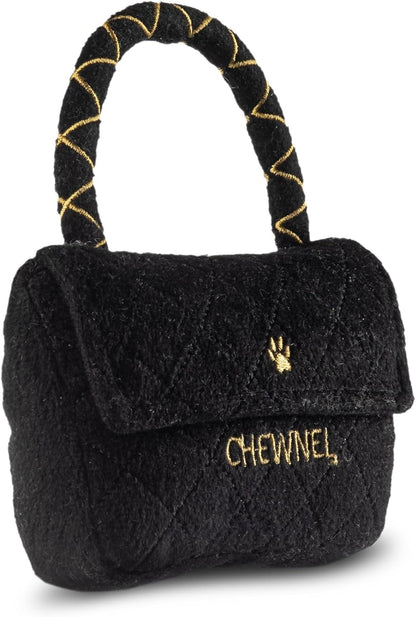 Dog Diggin Designs Chewnel Classique Plush Dog Toy Purse | Luxury-Inspired Parody Designer Handbag with Squeaker, Soft Plush Fashion Dog Toy – Haute Couture Purses & Handbags