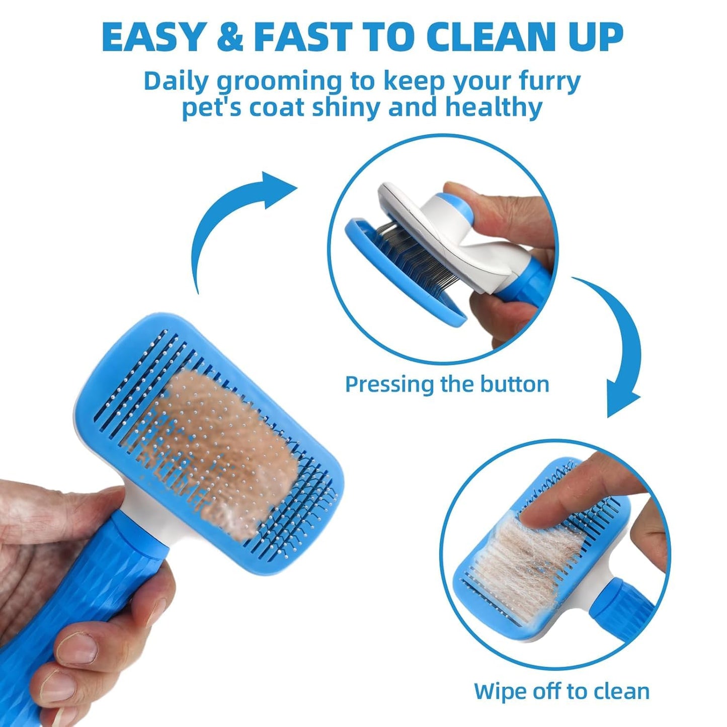 Bath Grooming Kit for Pets - Hair Brush Set with Towel, Washing Gloves, and Shampoo Scrubber Brush for Dogs and Cats (Pink)