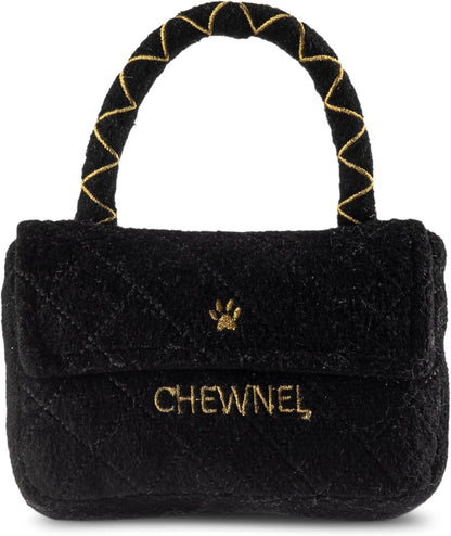 Dog Diggin Designs Chewnel Classique Plush Dog Toy Purse | Luxury-Inspired Parody Designer Handbag with Squeaker, Soft Plush Fashion Dog Toy – Haute Couture Purses & Handbags