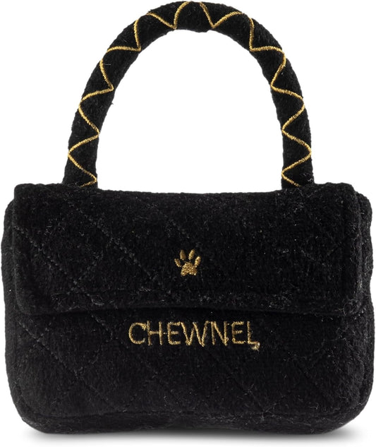 Dog Diggin Designs Chewnel Classique Plush Dog Toy Purse | Luxury-Inspired Parody Designer Handbag with Squeaker, Soft Plush Fashion Dog Toy – Haute Couture Purses & Handbags