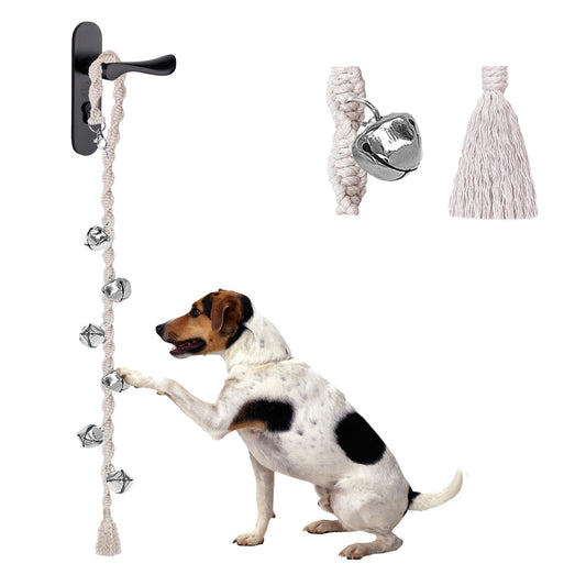Dog Bells to Go Outside & Puppy Potty Training, Adjustable Dog Door Bell Ring to Go Potty, Handmade with Premium Yarn. Twisted Style, Beige