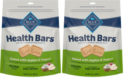 Blue Buffalo Health Bars Mini Crunchy Dog Biscuits, Oven-Baked with Natural Ingredients, Apples & Yogurt, 16-oz Bag