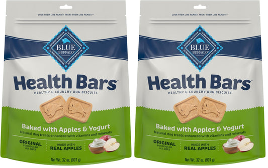 Blue Buffalo Health Bars Mini Crunchy Dog Biscuits, Oven-Baked with Natural Ingredients, Apples & Yogurt, 16-oz Bag