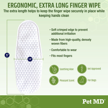 Pet MD Dog Ear Cleaning Wipes – Otic Cleanser for Dogs, Soothing Ear Care with Aloe Vera & Eucalyptus, Regular Wipes, 100 Count