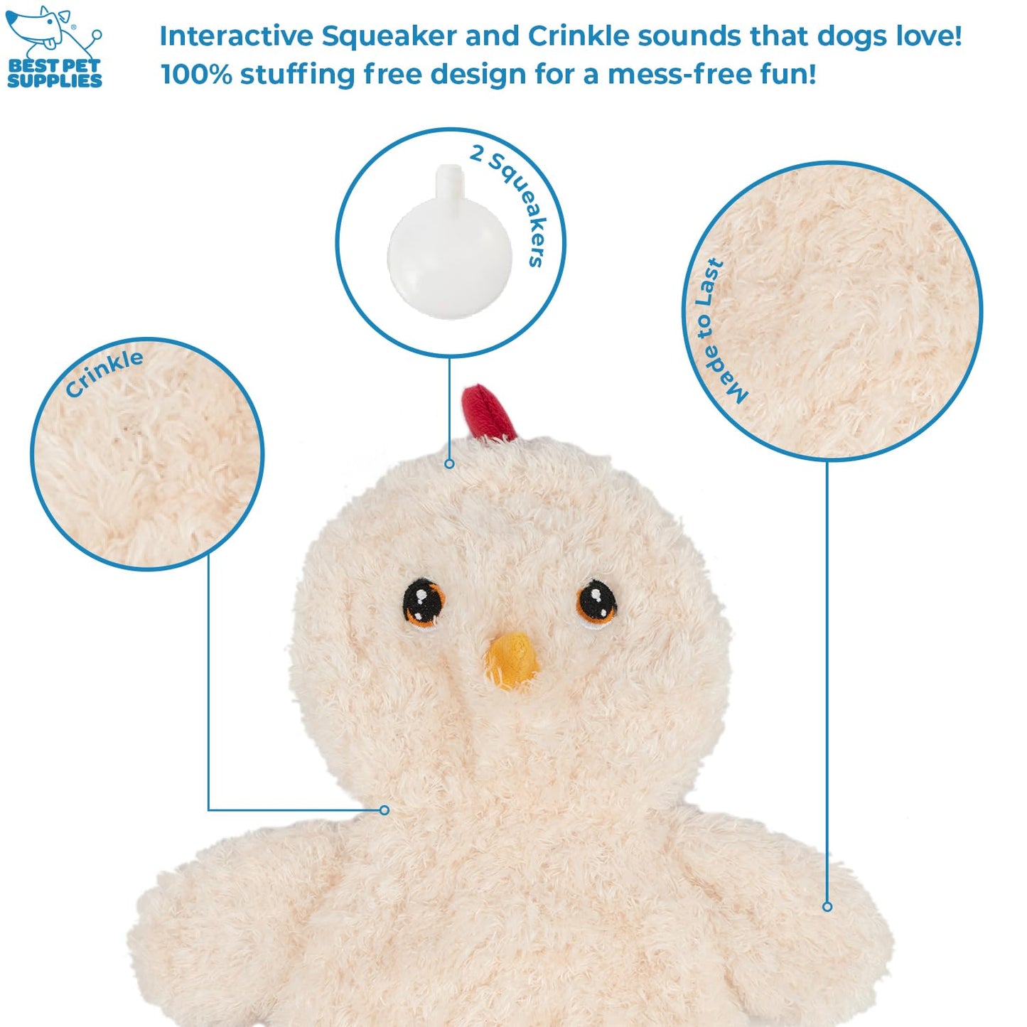 Best Pet Supplies Interactive Squeaky Dog Chew Toy, Ideal Dog Toys for Chewers, Small, Medium & Large Dogs, and Fetch Lovers - Bunny (Beige), Large