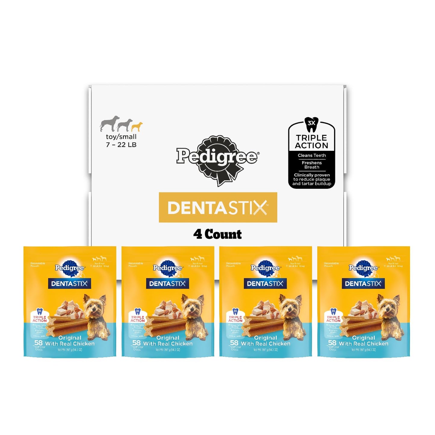 Pedigree Dentastix Dental Chews for Dogs, Small and Toy Breed Dog Treats, Fresh Flavor, 12.31 oz. Bag (51 Treats Total)