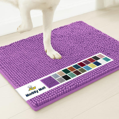 Muddy Mat® | Super Absorbent Door Mat Indoor, Microfiber Quick Dry Chenille Entryway Rug, Non-Slip Front Door Mat, Indoor Mats for Entryway, Machine Washable Pet Rug, Grey 30"x19"