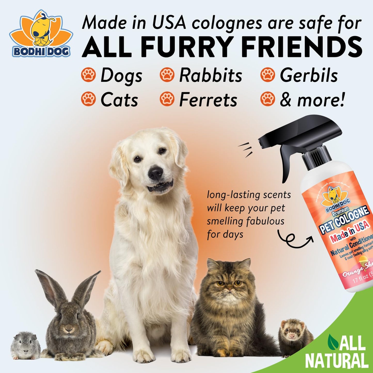 Bodhi Dog Premium Dog Cologne - Deodorizing Dog Perfume & Conditioner for Dogs & Cats - Natural Long Lasting Spray - Keeps Pets Fresh All Day - Gentle & Safe Formula, Made in USA (Baby Powder 4 Fl Oz)