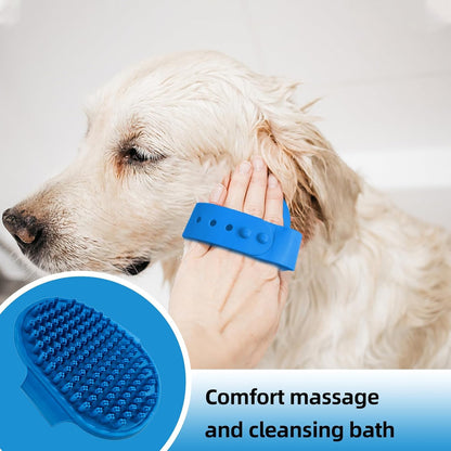 Bath Grooming Kit for Pets - Hair Brush Set with Towel, Washing Gloves, and Shampoo Scrubber Brush for Dogs and Cats (Pink)