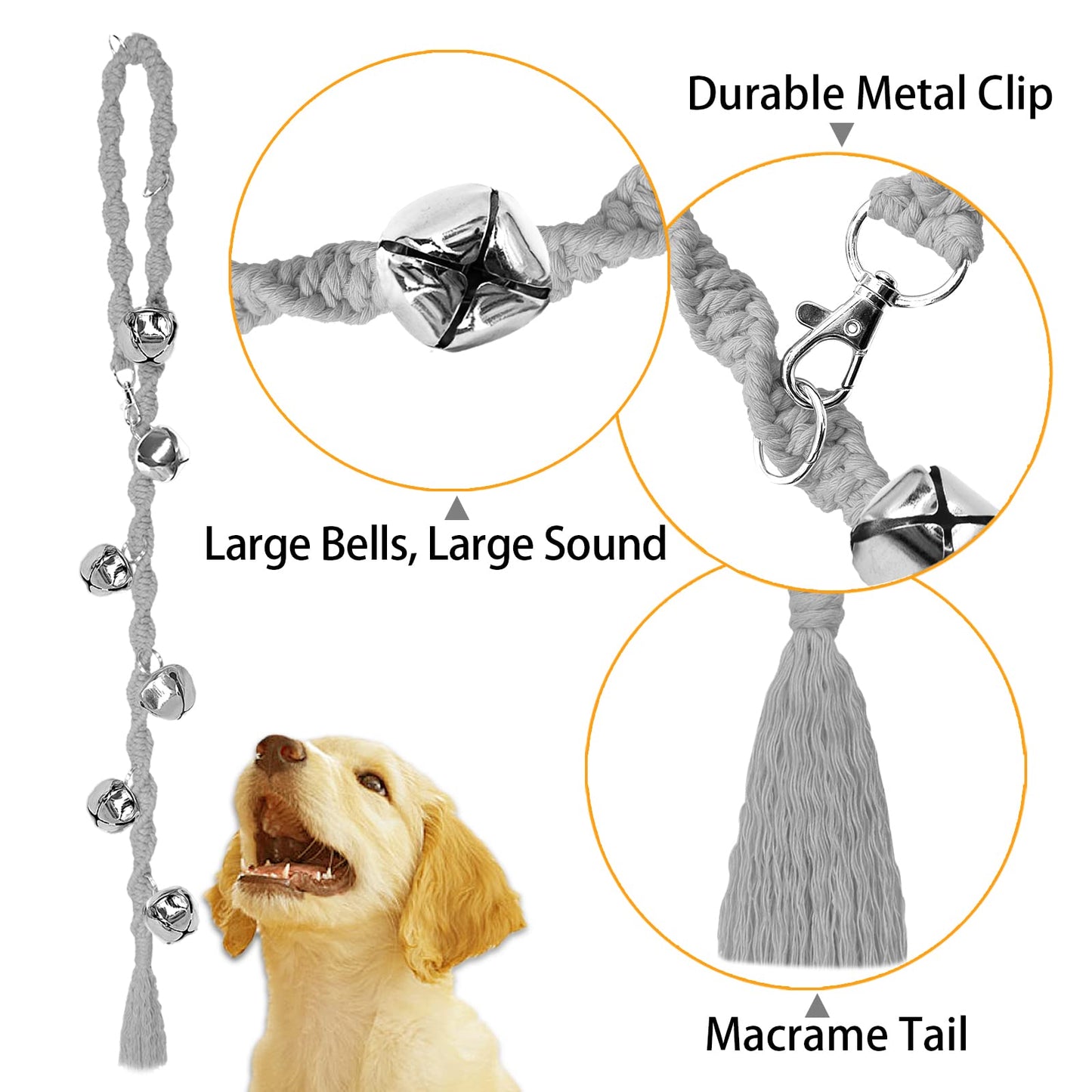 Dog Bells to Go Outside & Puppy Potty Training, Adjustable Dog Door Bell Ring to Go Potty, Handmade with Premium Yarn. Twisted Style, Beige