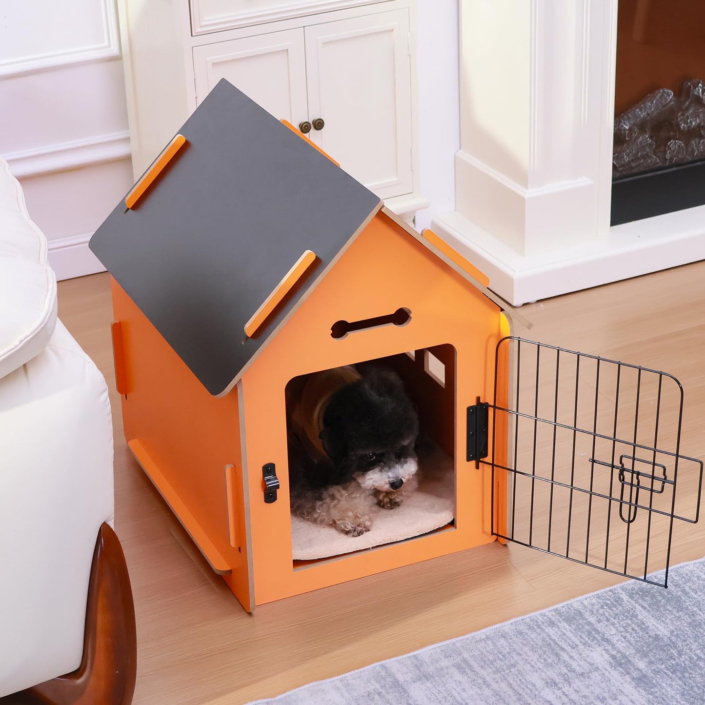 Dog House Indoor for Small Dogs or Cats, Cozy Wooden Design, Small Indoor Bed House, with Air Vents and Elevated Floor Warm Dog Cave