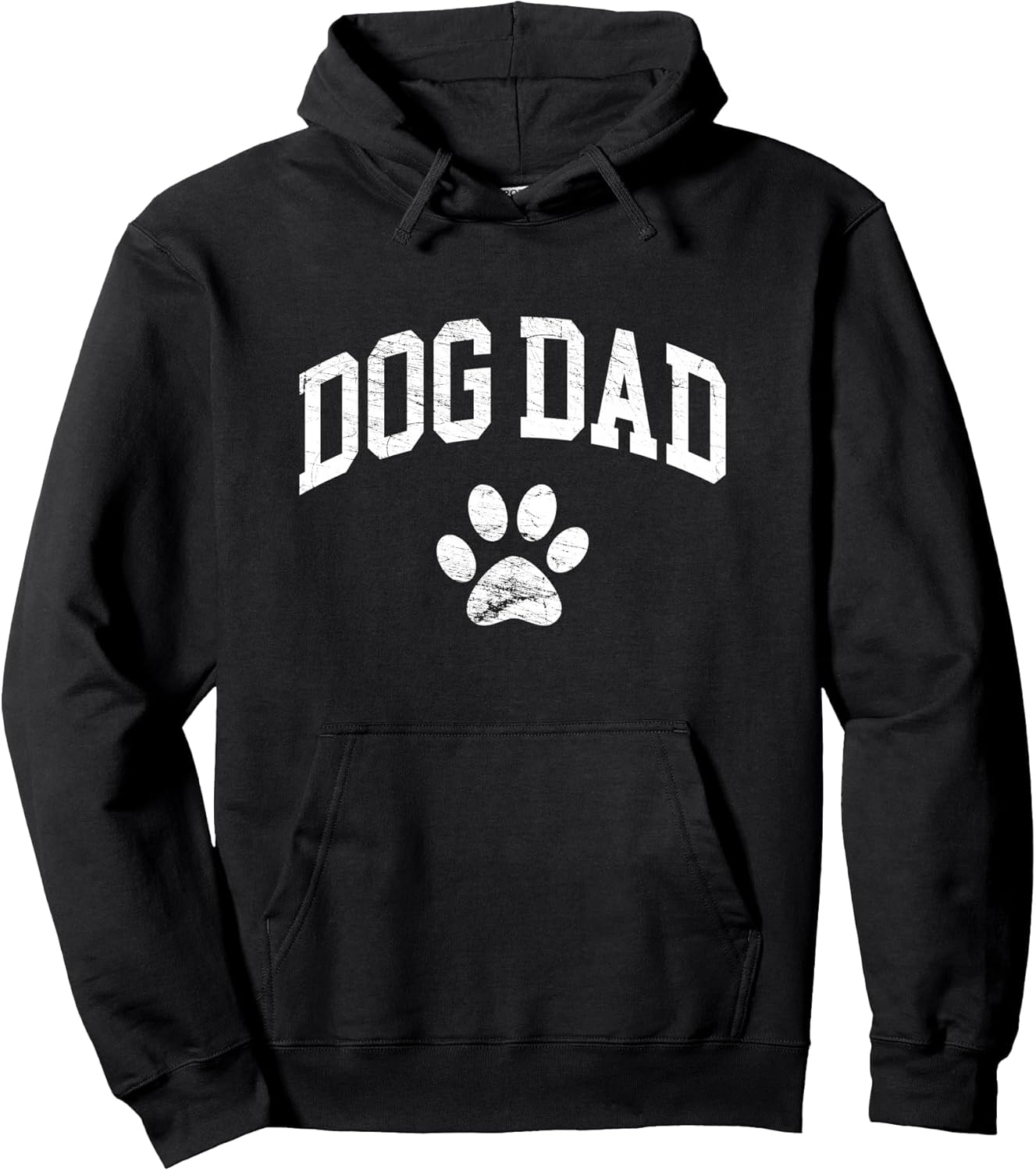 Dog Dad - Distressed Design Style - Funny Dog Paw - Classic Pullover Hoodie