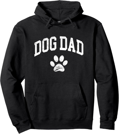 Dog Dad - Distressed Design Style - Funny Dog Paw - Classic Pullover Hoodie