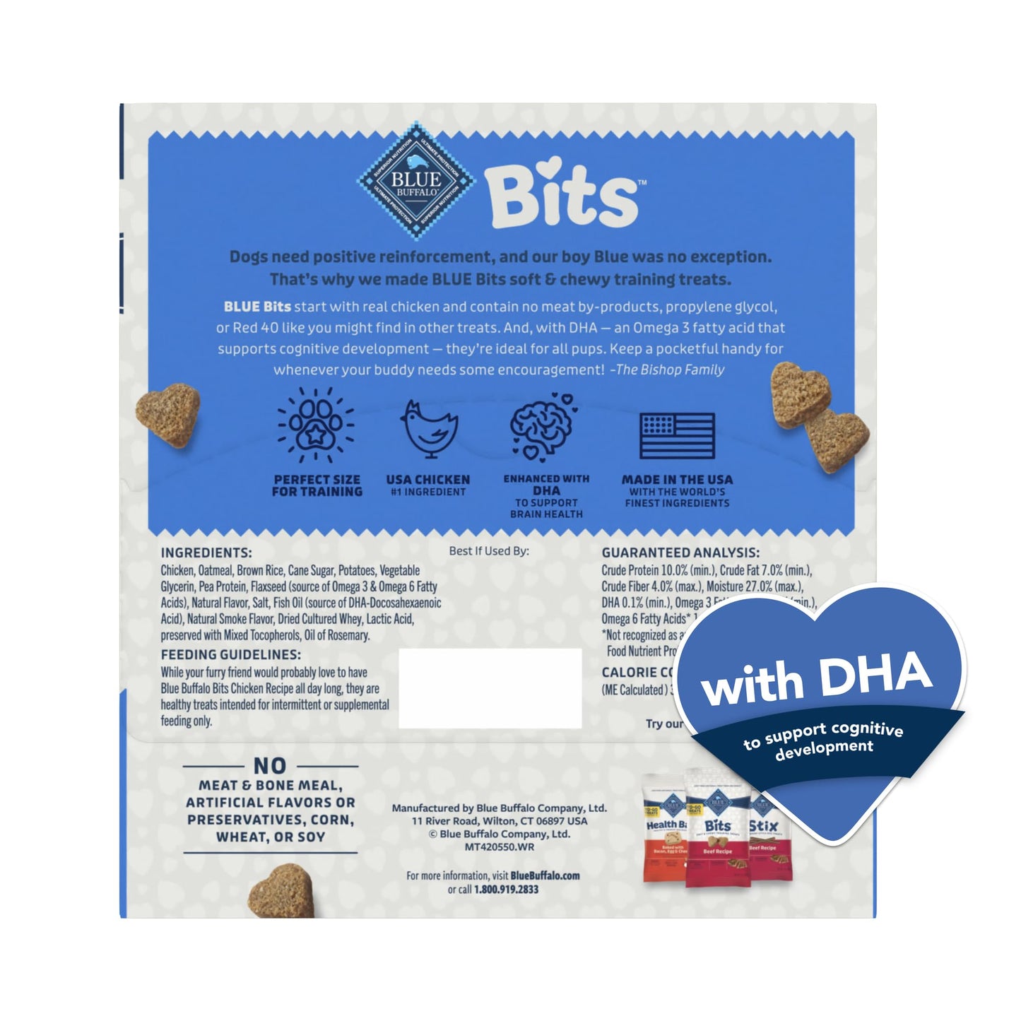 Blue Buffalo Bits Soft Dog Treats for Training, Made with Natural Ingredients & Enhanced with DHA, Beef Recipe, 19-oz Bag