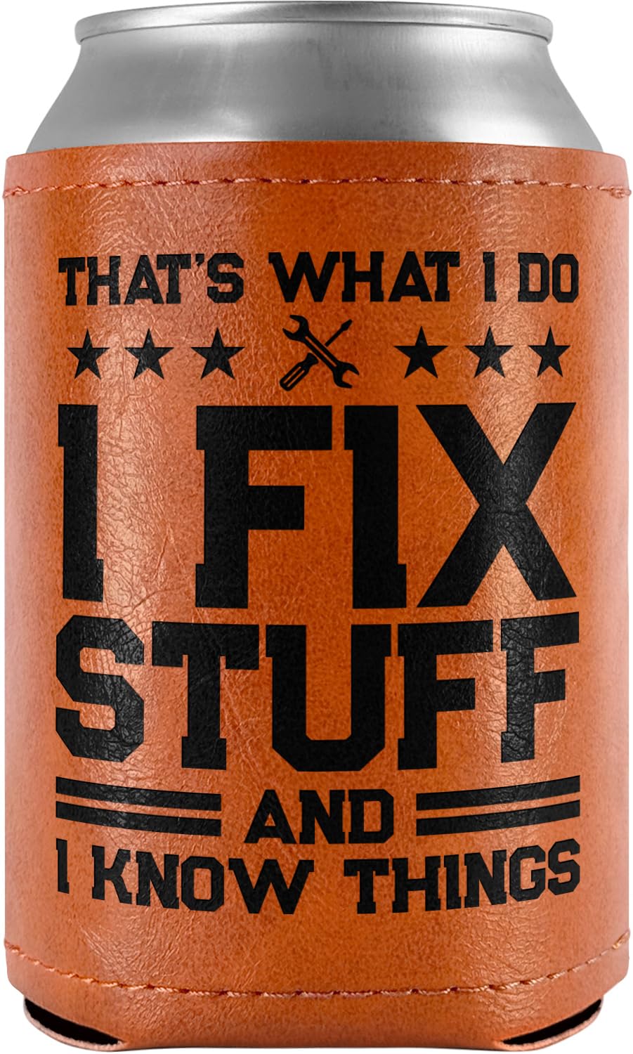 Best Dog Dad Ever Leather Can Cooler Holder Sleeve 12oz – Dog Lover Gifts for Men, Dad, Husband, Boyfriend, Grandpa – Dog Dad Gifts, Funny Pet Owner Gift, Birthday, Christmas Present