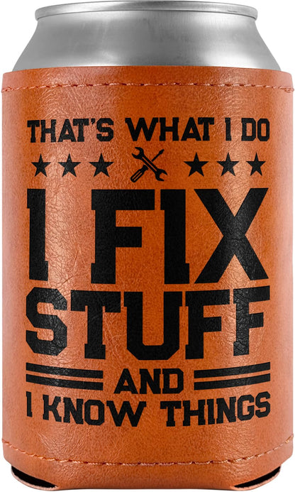Best Dog Dad Ever Leather Can Cooler Holder Sleeve 12oz – Dog Lover Gifts for Men, Dad, Husband, Boyfriend, Grandpa – Dog Dad Gifts, Funny Pet Owner Gift, Birthday, Christmas Present
