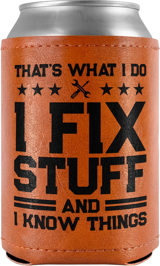 Best Dog Dad Ever Leather Can Cooler Holder Sleeve 12oz – Dog Lover Gifts for Men, Dad, Husband, Boyfriend, Grandpa – Dog Dad Gifts, Funny Pet Owner Gift, Birthday, Christmas Present