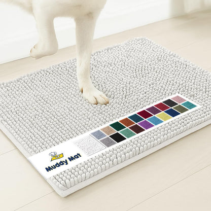Muddy Mat® | Super Absorbent Door Mat Indoor, Microfiber Quick Dry Chenille Entryway Rug, Non-Slip Front Door Mat, Indoor Mats for Entryway, Machine Washable Pet Rug, Grey 30"x19"