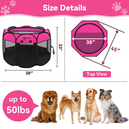 Siedihit Dog Cat Playpen, Puppy Pet Playpen Indoor for Small Dog Crate Tent Cage Outdoor, Portable Pop Up Dogs Enclosure Kennel with Carrying Case for Dogs/Cats/Rabbits(Grey, Small
