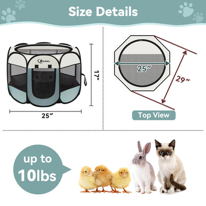 Siedihit Dog Cat Playpen, Puppy Pet Playpen Indoor for Small Dog Crate Tent Cage Outdoor, Portable Pop Up Dogs Enclosure Kennel with Carrying Case for Dogs/Cats/Rabbits(Grey, Small