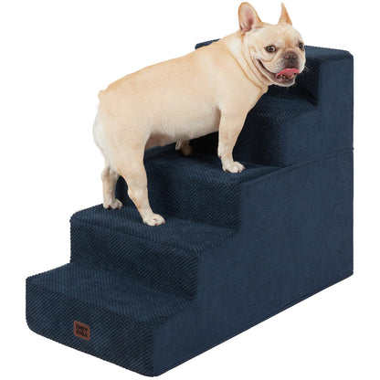 EHEYCIGA Dog Stairs for Bed 18" H, 4-Step Dog Steps for High Bed, Pet Steps for Small Dogs and Cats, Non-Slip Balanced Pet Ramp Indoor, Grey
