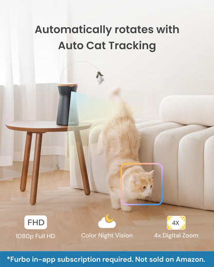 Furbo Mini 360° [Subscription Required] New 2K QHD Pet Camera - Unlock w/Paid Plan: Dog & Cat Safety Alerts, Rotating Treat Toss, 2-Way Speaker (Low Risk, 3mo Min. Cancel Anytime)