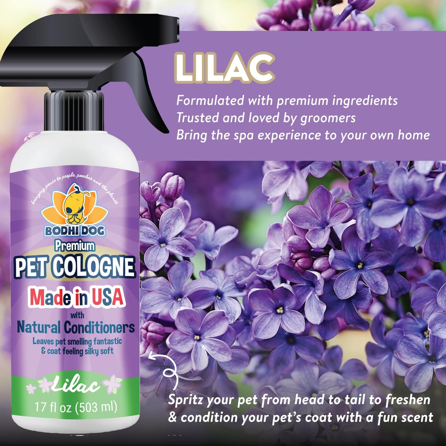 Bodhi Dog Premium Dog Cologne - Deodorizing Dog Perfume & Conditioner for Dogs & Cats - Natural Long Lasting Spray - Keeps Pets Fresh All Day - Gentle & Safe Formula, Made in USA (Baby Powder 4 Fl Oz)