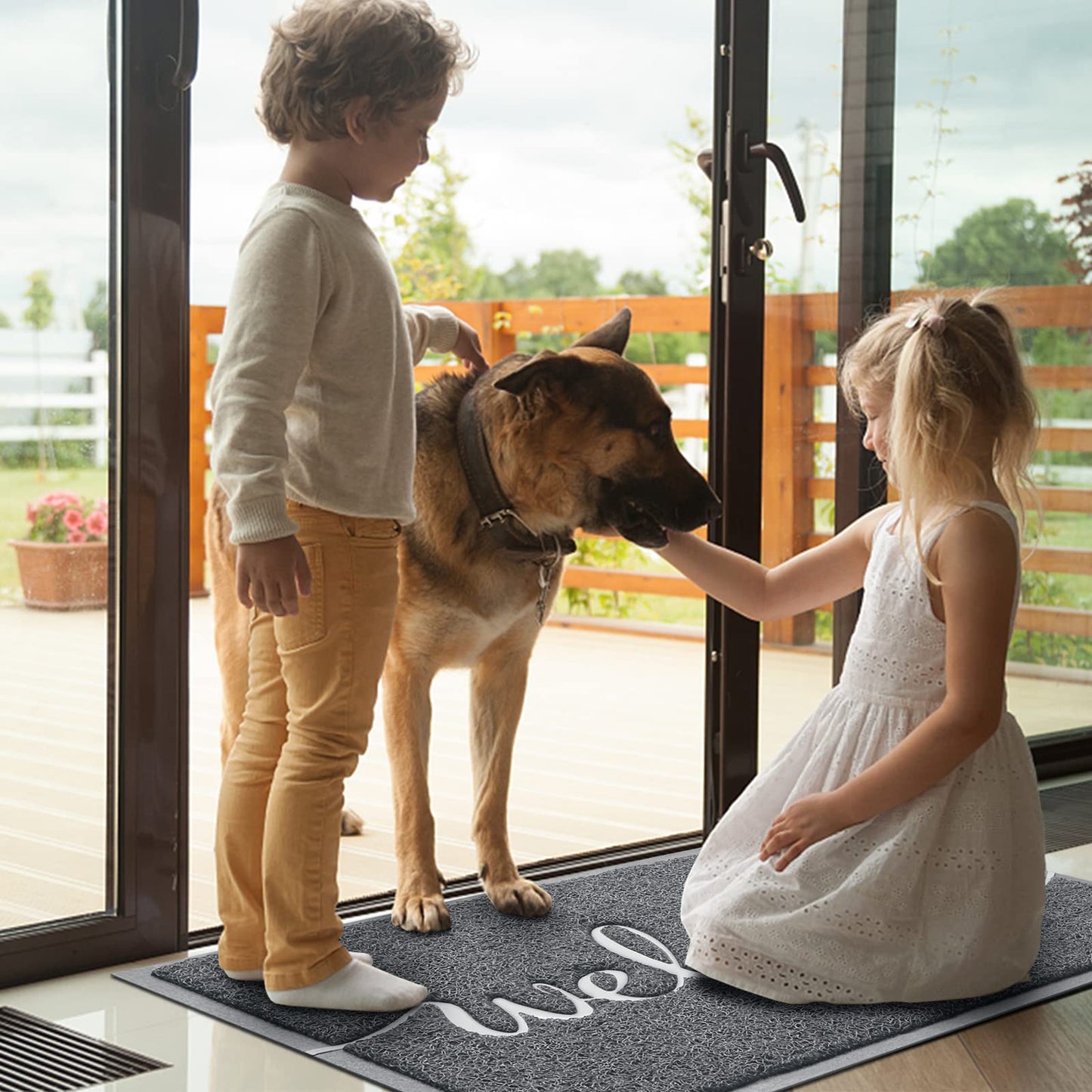 BeneathYourFeet Door Mat (30"x17.5",Black), Welcome Mat Low Profile Front Doormat Floor Mat Non Slip Rugs for Entryway, Patio, High Traffic Areas