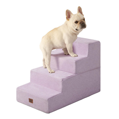 EHEYCIGA Dog Stairs for Bed 18" H, 4-Step Dog Steps for High Bed, Pet Steps for Small Dogs and Cats, Non-Slip Balanced Pet Ramp Indoor, Grey
