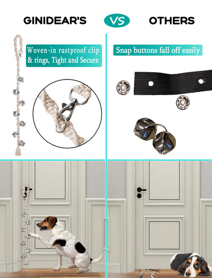 Dog Bells to Go Outside & Puppy Potty Training, Adjustable Dog Door Bell Ring to Go Potty, Handmade with Premium Yarn. Twisted Style, Beige