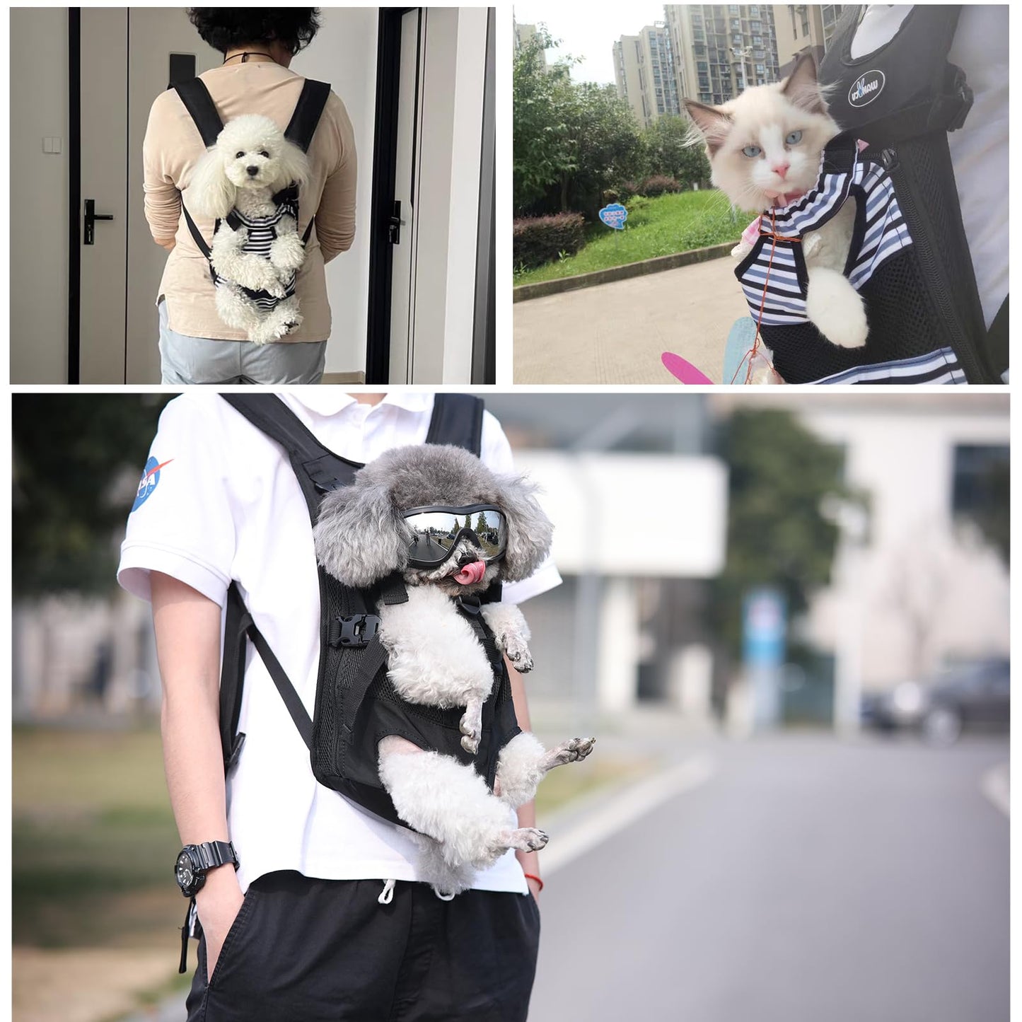 Dog Front Carrier Backpacks for Small Dogs, Legs Out Pet Carrier Sling Backpack with Adjustable Padded Ventilated Shoulder Straps, Easy-Fit for Traveling Hiking Camping,Medium