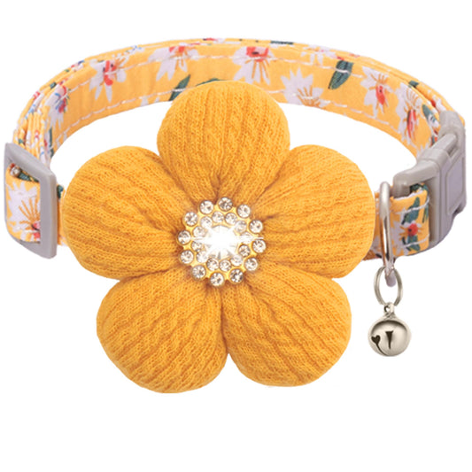 Small Dog Collar with Flower, Puppy Collar for Girl Dog Collars for Small Dogs Cute Dog Collar with Bell, Adjustable Length