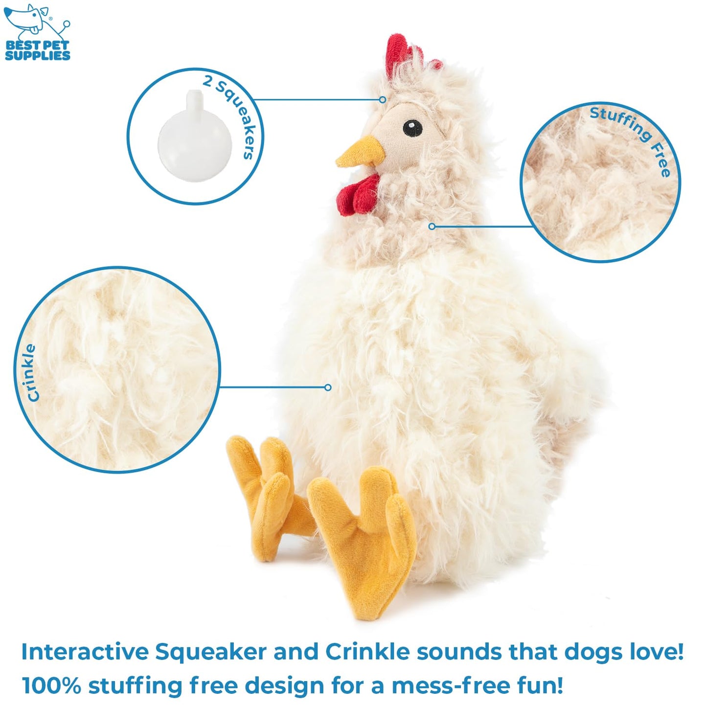 Best Pet Supplies Interactive Squeaky Dog Chew Toy, Ideal Dog Toys for Chewers, Small, Medium & Large Dogs, and Fetch Lovers - Bunny (Beige), Large