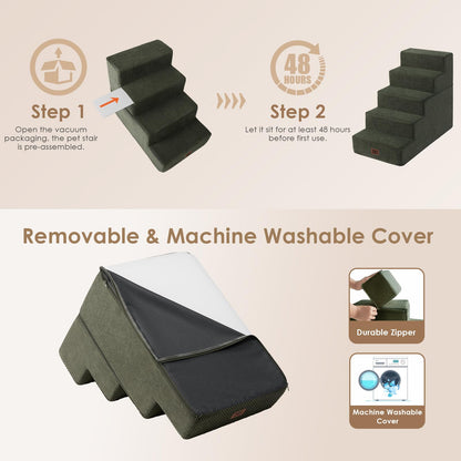 EHEYCIGA Dog Stairs for Bed 18" H, 4-Step Dog Steps for High Bed, Pet Steps for Small Dogs and Cats, Non-Slip Balanced Pet Ramp Indoor, Grey
