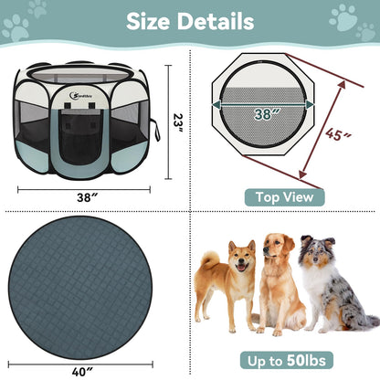 Siedihit Dog Cat Playpen, Puppy Pet Playpen Indoor for Small Dog Crate Tent Cage Outdoor, Portable Pop Up Dogs Enclosure Kennel with Carrying Case for Dogs/Cats/Rabbits(Grey, Small
