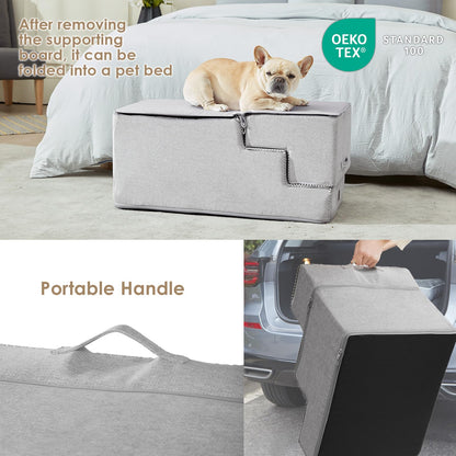 EHEYCIGA Dog Stairs for Bed 18" H, 4-Step Dog Steps for High Bed, Pet Steps for Small Dogs and Cats, Non-Slip Balanced Pet Ramp Indoor, Grey