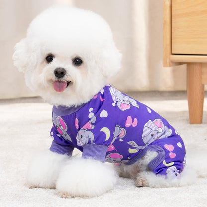 XPUDAC 4 Pack Dog Pajamas Soft Strechy Summer Dog Pjs Puppy Clothes for Small Medium Dogs Boy Girl Cat Pet Outfits, M
