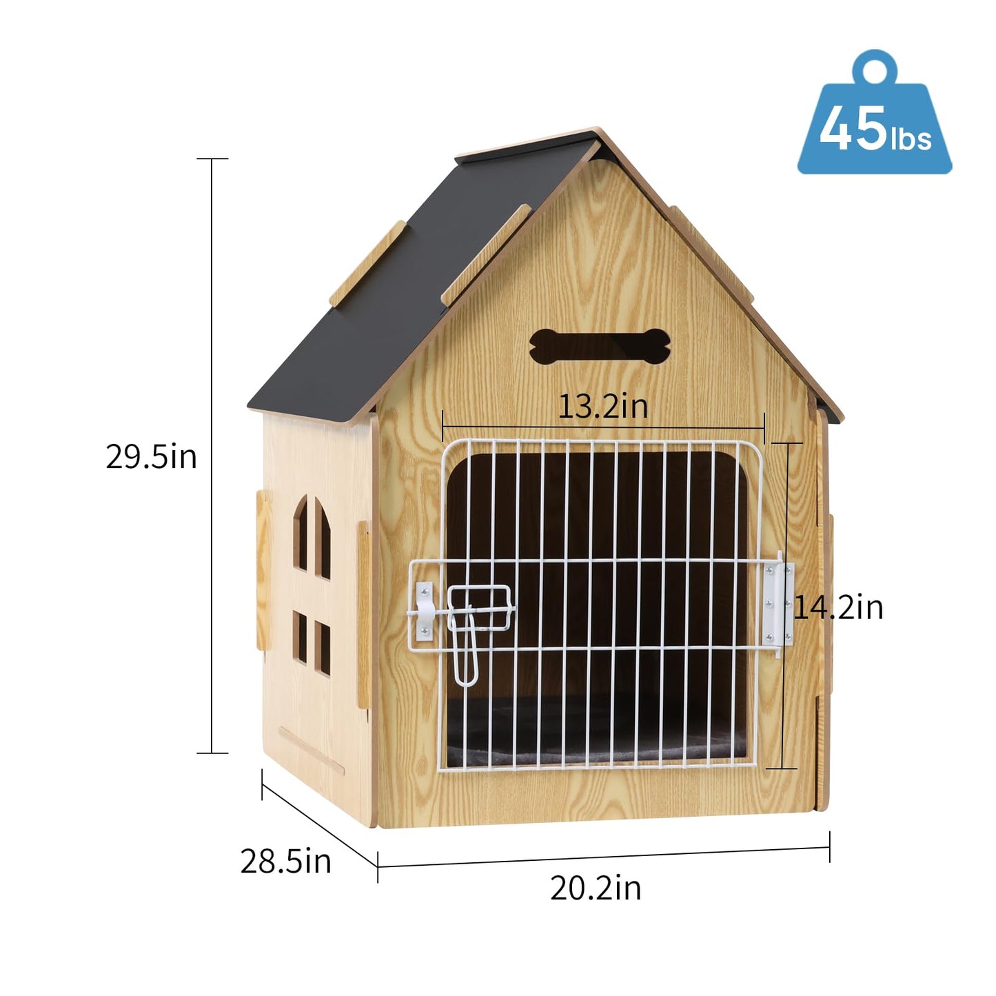 Dog House Indoor for Small Dogs or Cats, Cozy Wooden Design, Small Indoor Bed House, with Air Vents and Elevated Floor Warm Dog Cave
