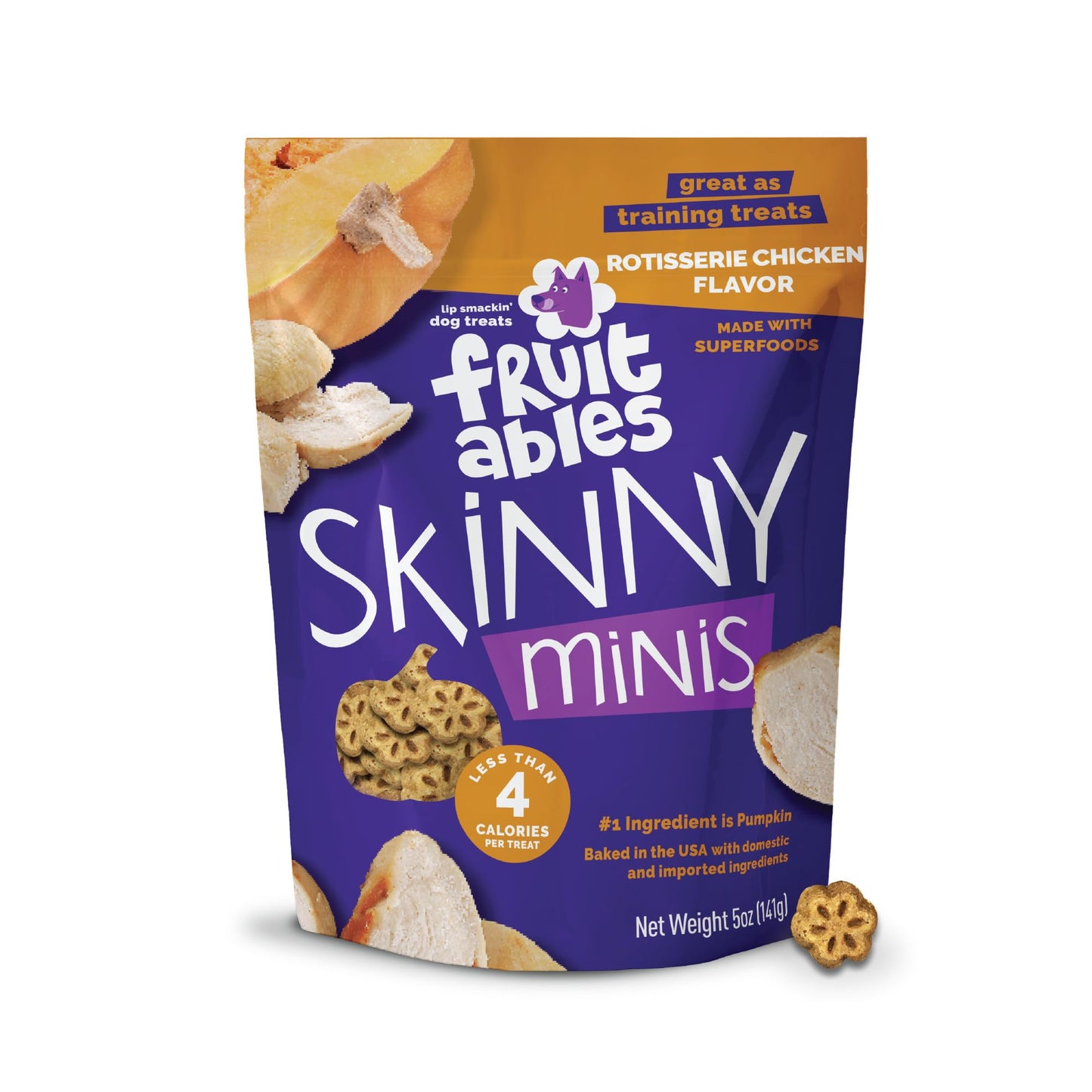 Fruitables Skinny Mini Dog Treats, Healthy Sweet Potato Treat for Dogs, Low Calorie & Delicious, Puppy Training, No Wheat, Corn or Soy, Made in the USA, Bacon and Apple Flavor, 12oz