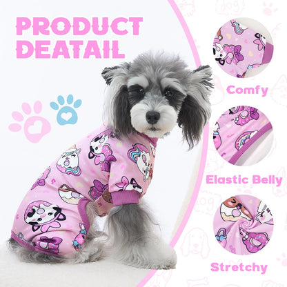 XPUDAC 4 Pack Dog Pajamas Soft Strechy Summer Dog Pjs Puppy Clothes for Small Medium Dogs Boy Girl Cat Pet Outfits, M