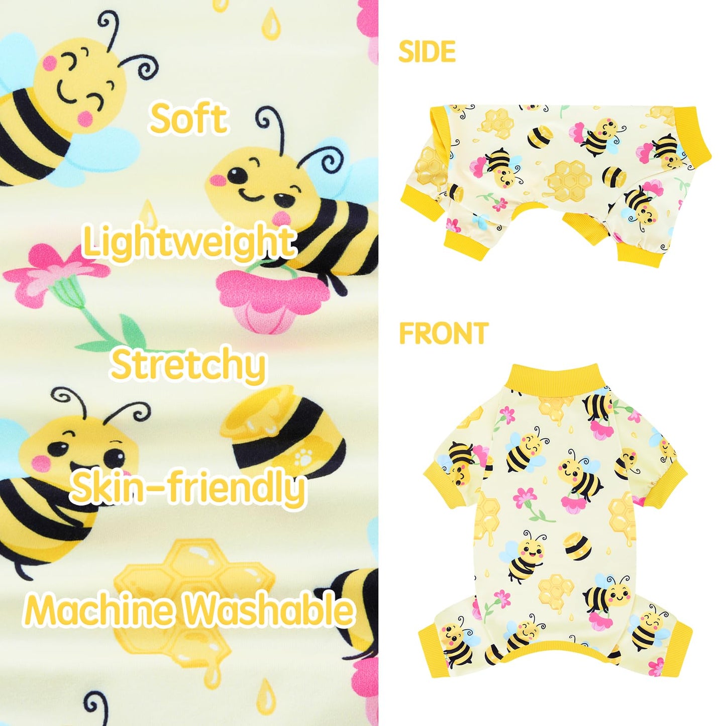XPUDAC 4 Pack Dog Pajamas Soft Strechy Summer Dog Pjs Puppy Clothes for Small Medium Dogs Boy Girl Cat Pet Outfits, M