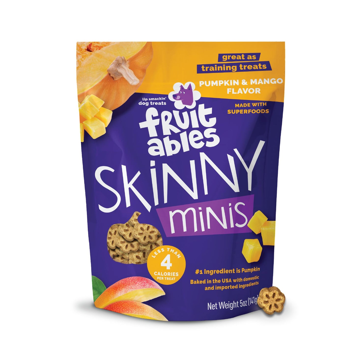 Fruitables Skinny Mini Dog Treats, Healthy Sweet Potato Treat for Dogs, Low Calorie & Delicious, Puppy Training, No Wheat, Corn or Soy, Made in the USA, Bacon and Apple Flavor, 12oz