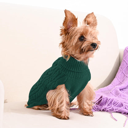2 Pack Dog Sweaters for Small Dogs Winter Turtleneck Pullover Cable Knit Fleece Stretch Puppy Doggie Chihuahua Toy Poodle Yorkie Pomeranian Boy Girl Pet Clothes (S, Pink & Purple)
