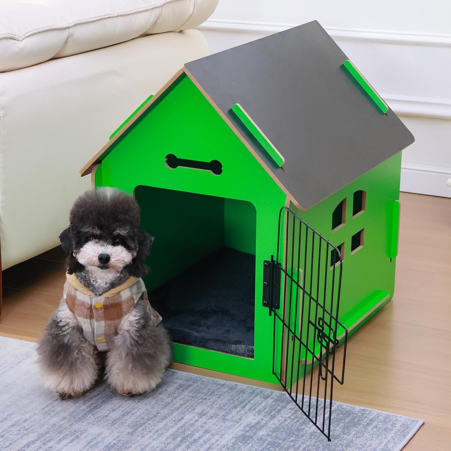 Dog House Indoor for Small Dogs or Cats, Cozy Wooden Design, Small Indoor Bed House, with Air Vents and Elevated Floor Warm Dog Cave