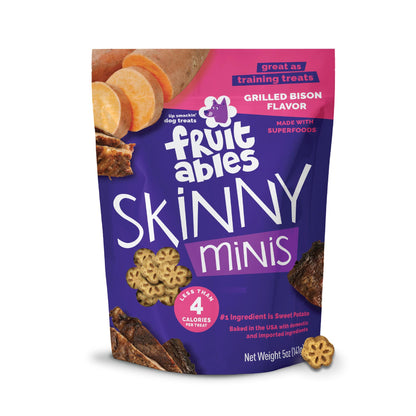 Fruitables Skinny Mini Dog Treats, Healthy Sweet Potato Treat for Dogs, Low Calorie & Delicious, Puppy Training, No Wheat, Corn or Soy, Made in the USA, Bacon and Apple Flavor, 12oz